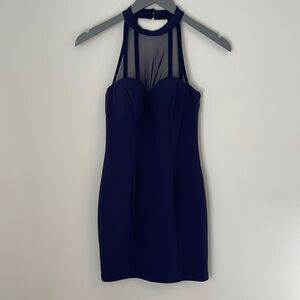 Speechless Juniors' Illusion Contrast Bodycon Dress‎ Mini Zip Navy Blue Size 3